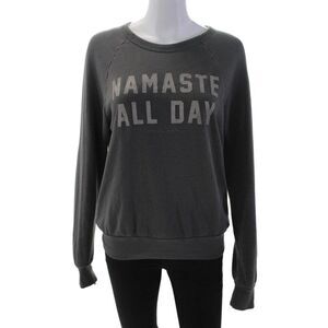 Spiritual Gangster Womens Scoop Neck Namaste All Day Sweatshirt Gray Size Small